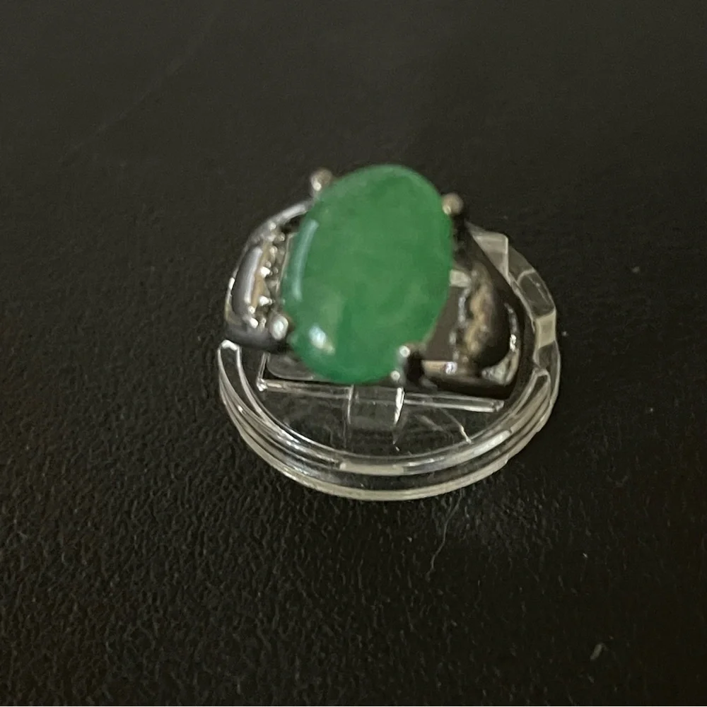 New Sterling Silver Oval Cut Green 4 Prong Crackle Quartz Gemstone Handmade Ring
